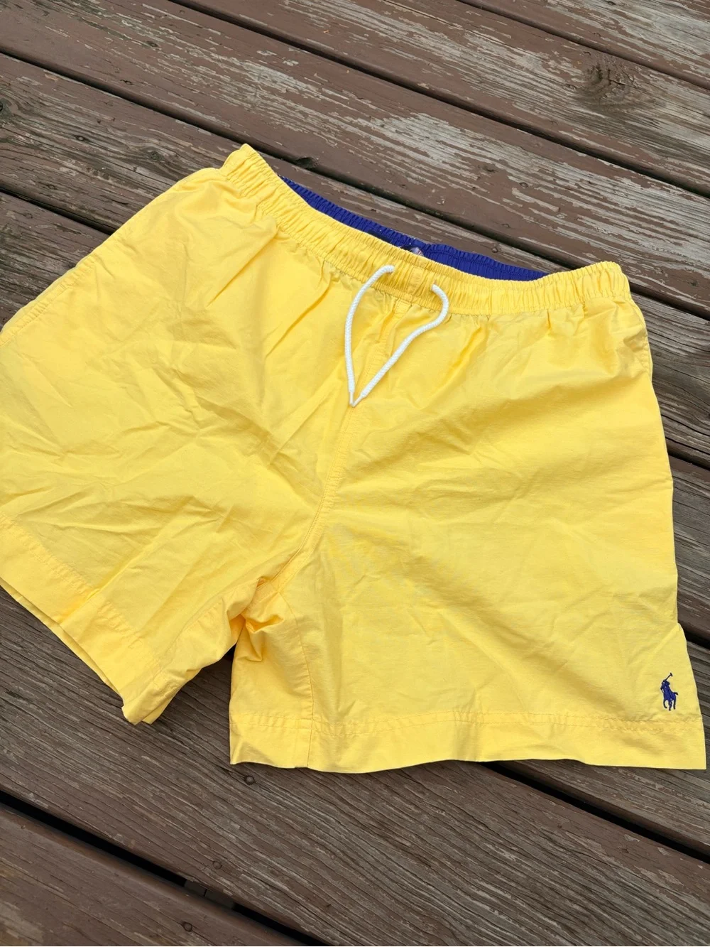 Polo by Ralph Lauren Yellow Swim Trunks with Blue Waistband